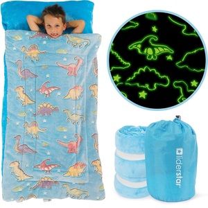 NEW! Dinosaur Sleeping Bag Glow in the Dark Design Ultra-Soft Comforting 33x66